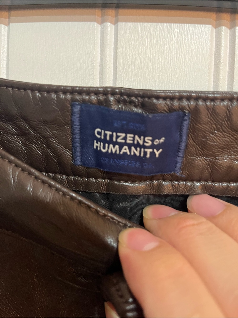 Citizens Of Humanity Dark Brown Faux Leather Wide-Leg Pants - Picture 8 of 10